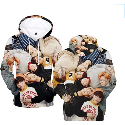 Harajuku Streetwear 3D Kpop Hoodie Sweatshirts Pullovers Women/men Long Sleeve Hooded Tops Kawaii K-pop Clothes Plus Size