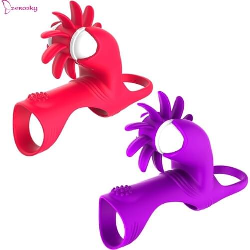 Vibrator Ring for Penis On Dick Tongue Vibration Ring For Cock Sex Toys For Men Erotic Goods Toys For Adults
