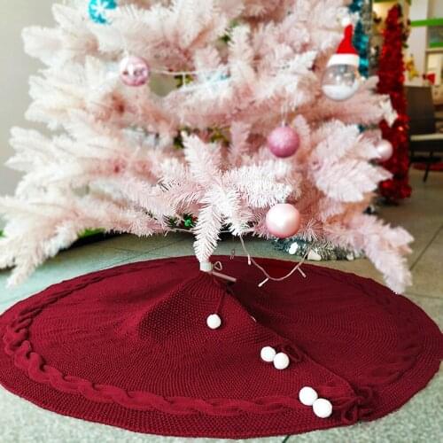 Knitted Christmas Tree Skirts Large Red Carpet Merry Christmas Decoration For Home Tree Skirts New Year Decoration
