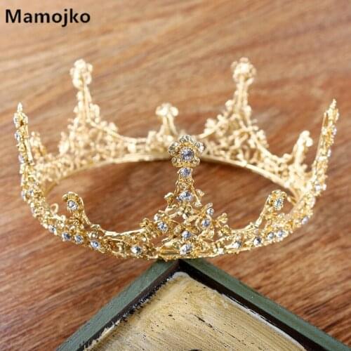 Mamojko Full Circle Round Geometric Crystal Rhinestone Gold Silver Hair Crown Women Bridal Tiara Wedding Hair Accessory Hairwear