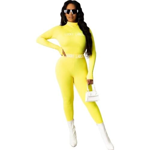 Womens Dresses 2021 Hit Female Overalls New Sexy Letter Printed Tight Suit Two-Piece Suit Two Piece Set Women