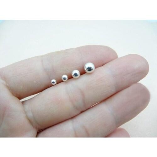 Unisex Pure 925 Sterling Silver 3mm/4mm/5mm Small Ball Anti-allergic Piercing Stud Earrings Fashion Costume Jewelry Bijoux