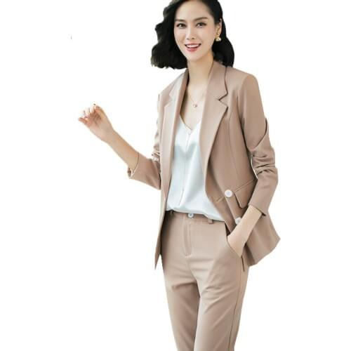 High quality OL women pants suit women office work blazer suits of White black blazers jackets with trouser two pieces set