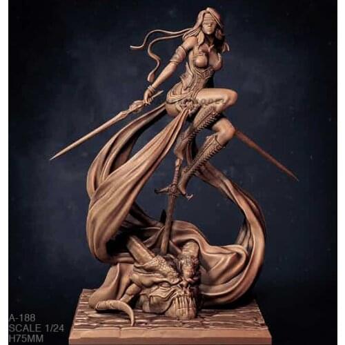 1/24 Resin Figure Kits Flying Swordswoman Model Self-assembled A-188