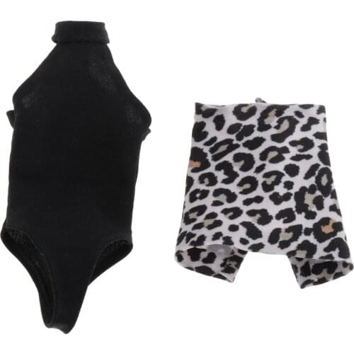 1:6 Scale Top Leopard Print Skirt Clothes Set Outfit for Doll Accessory