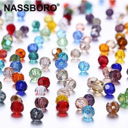 100Pcs 4 6 8mm Faceted Round Crystal Beads Czech Glass Beads For Jewelry Making Diy Accessories Charm Loose Spacer Beads