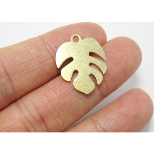 Brass monstera charms 21.7x17.3mm Brass leaf pendant Earrings dangle charm -10pcs R1147