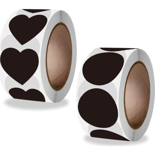 500PCS 1" Black DIY Stickers Circle Love Heart Shape Seal Label Tag Blank Sticker for Kitchen Gift Box Decor