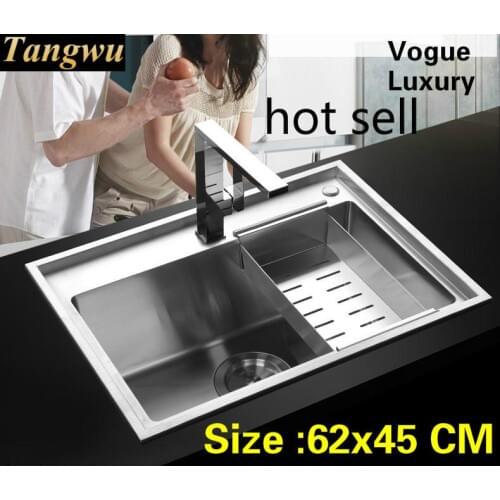 Free shipping Home vogue big kitchen manual sink single trough high capacity food grade 304 stainless steel 620x450 MM