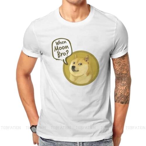 Bitcoin Cryptocurrency Art Dogecoin Moon Bro Tshirt High Quality Graphic Men Vintage Mens Clothes Cotton Harajuku T Shirt