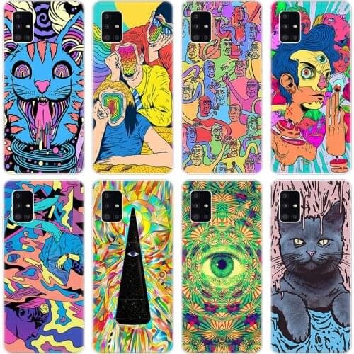 Colourful Psychedelic Trippy Art Soft Case for Samsung Galaxy A40 A41 A42 A50 S A51 A52 A70E A71 A72 A80 A82 A90 Quantum 2 Cover