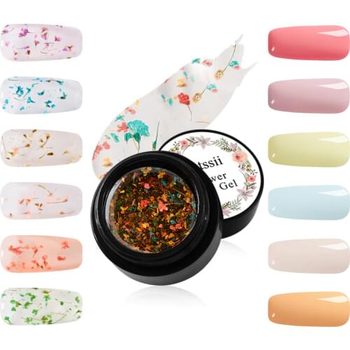 Mtssii Floral UV Gel Varnish Lucky Gel Paint Dried Flowers Nail Art Glue 5ml 3D DIY Desgin Natural Fairy Nail Gel Polish 1 PC