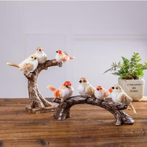 Bird Ornament Modern Living Room Porch Simulation Branch Bird Crafts Courtyard Garden Balcony Figurine Decoration Decor Nordic