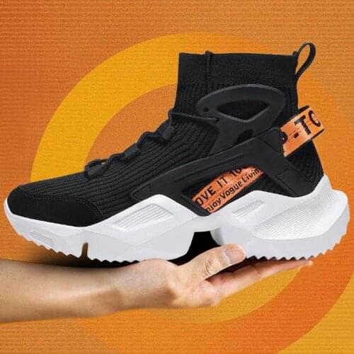 Fashion Black Sock Shoes Men Sneakers Big Size 46 Mens Chunky Sneakers Mesh Breathable Male High Top Sneakers deportivas hombre