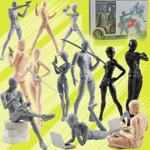 14CM Doll Artist Art Painting Anime Figure SHF Sketch Draw Male Female Body Chan Joint Action Figure Toy Model Draw Mannequin