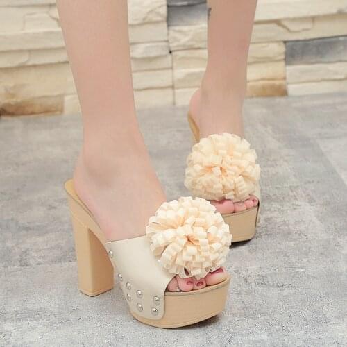 Summer New Korean Style Fish head sandals High-heeled Stripe Colorblock Thick-soled platform Waterproof slope Slipper