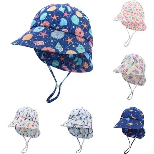 Summer Boys Girls Sun Hat Autumn Children Quick Dry Breathable Beach Cap Baby Bucket Hats Kids Beanies with Shawl Set Accessory