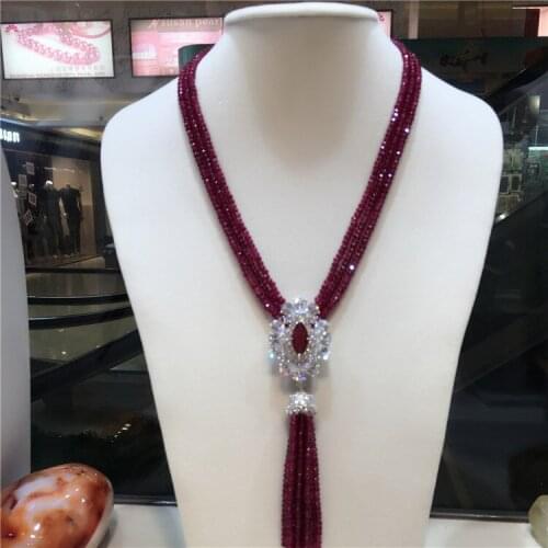Hot sell natural purple micro inlay zircon clasp tassel necklace long sweater chain fine jewelry