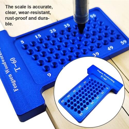 T60 T Type Woodworking Ruler Hole Marking Measuring Rule Drawing Mark Aluminum Woodworking Marking Fixing Tool Scribing Rule