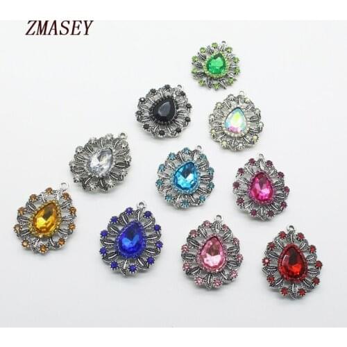 Fashion peacock water drop hanging 10 pcs/set sewing jewelry wholesale trend wild sweet dinner wedding design decoration button