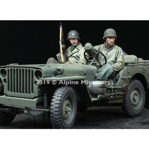 1/35 WW2 US Jeep Crew Set, No jeep, Resin Model Soldier GK, World War II military theme, Unassembled and unpainted kit