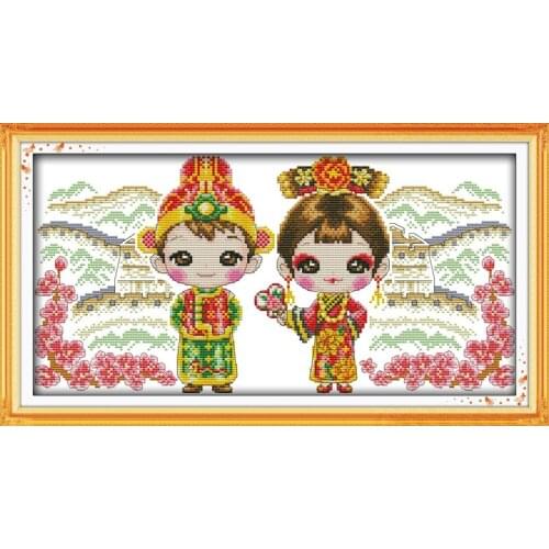 Chinese baby cross stitch kit cartoon 14ct 11ct count print canvas stitching embroidery DIY handmade needlework