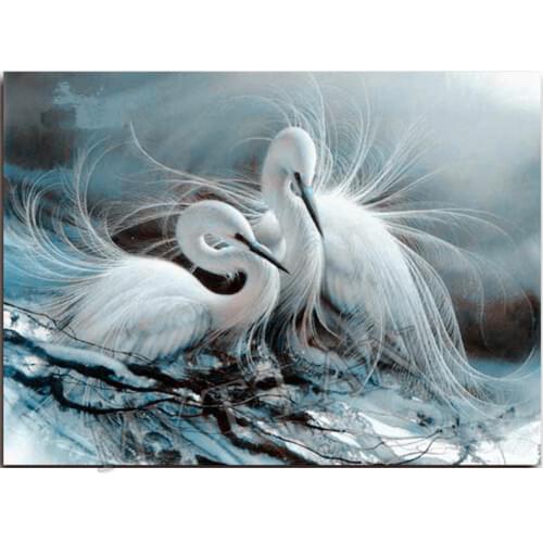 NewTwo White Crane birds wall sticker3D Diamond embroidery animals cross stitch 5d Diamond Painting needlework wedding patterns