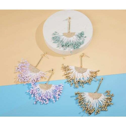 Charm Handmade Tassel Earrings 2019 Trendy Bohemian Colorful Fringe Long Statement Dangle Earring for Women Boho Brincos