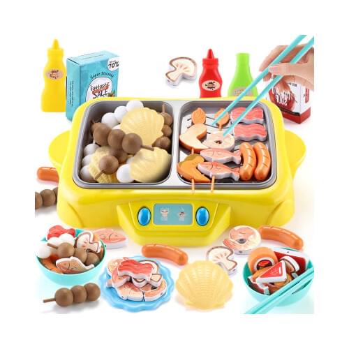 Plastic Kids Pretend Play Kitchen Toys and hot pot BBQ Plays Role-playing Games Baby kitchen Children Toys for children