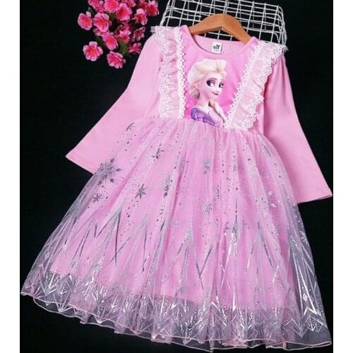 Girls Princess Sequins Dresses Elsa Anna Toddler Cospaly Dress Kids Tutu Birthday Party Clothes for Children Ball Gown