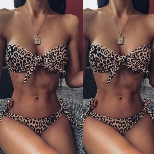Beach Wear Swimming Suit for Women Sexy Leopard Bikini 2021 Swimsuit 2 Piece Set Women Push Up Hot Erotic Sexy Tube Top 2021