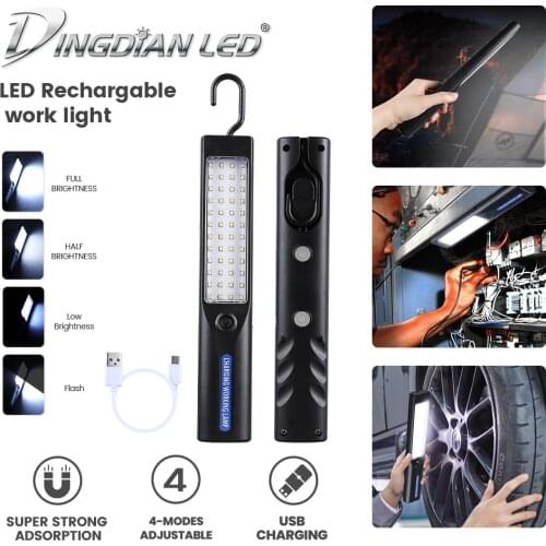 Portable LED Working Light 360 Adjustable Hanging Clip USB Rechargeable Battery Dimmable Camping Light with Strong Magnetic