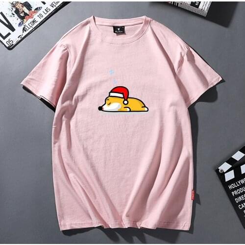 Christmas Shiba Inu Kawaii Harajuku T Shirt Women Cute Kpop T-shirt Anime Funny Graphic Tees Female 90s Aesthetic T Shirt