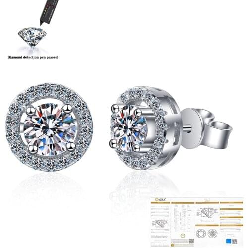 100% 925 Sterling Silver 0.5 CT Moissanite Gemstone Anniversary Wedding Earrings Fine Jewelry Gift Wholesale