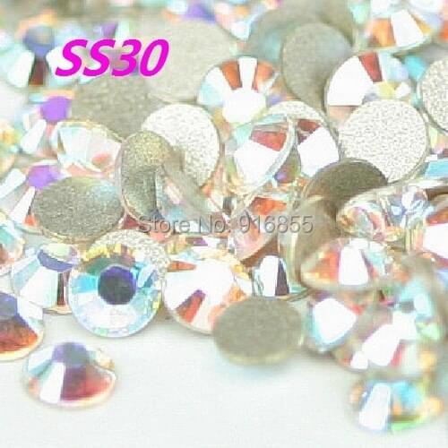 Free Shipping 288pcs/Lot SS30(6.3-6.5mm) Crystal AB/Clear AB Flat Back Nail Art Non Hotfix Rhinestones For DIY Decoration