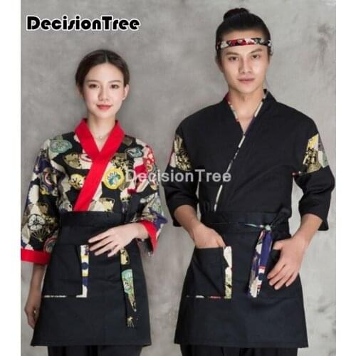 2021 japanese korea style chef uniform cuisine medium sleeve waiter waitress work uniform restaurant cook clothes