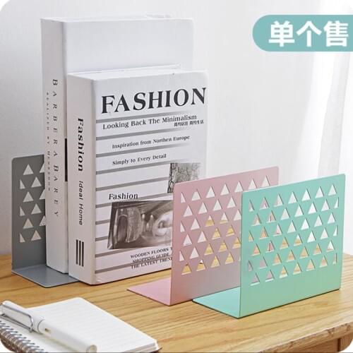 Iron Hollow Book Stand Desk Book Holder Creative Bookshelf Office Organizer Bookends