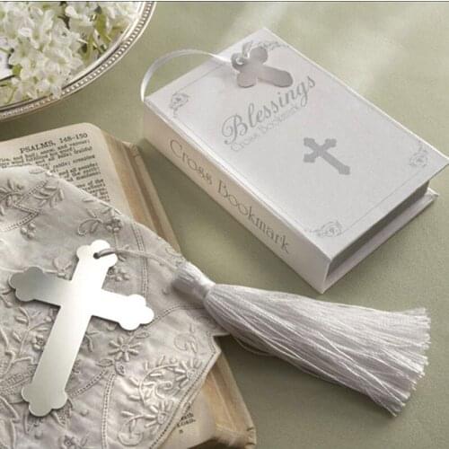 100pcs/lot Lovely The Cross Stainless Steel Metal Bookmarks For Paper Books School Supplies Wedding Gift