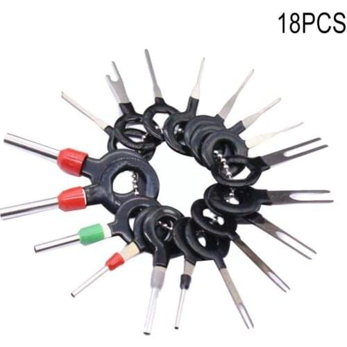 18PCS/Set Car Wire Harness Plug Terminal Extraction Pick Pin Connector Remove Kit Tool L4F4