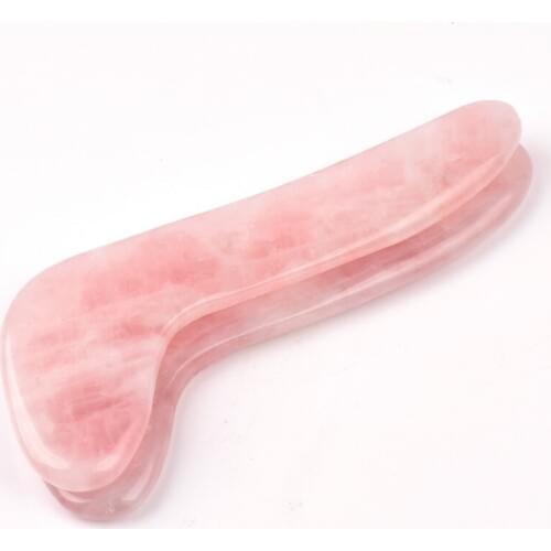 2Pcs Rose Quartz Guasha Board Natural Stone Scraper Chinese Gua Sha Tools For Face Neck Back Body Acupuncture Pressure Therapy