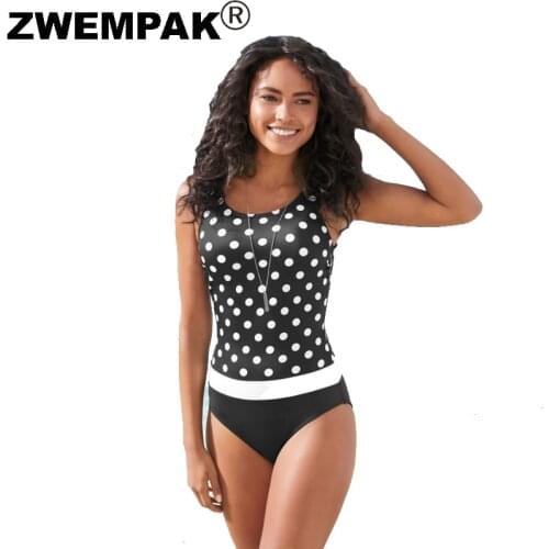 2020 Retro One Piece Swimwear Patchwork Color Big Dot Swimsuit Female High Waist Bodysuit Tight Monokini Women Polka Dots Bikini