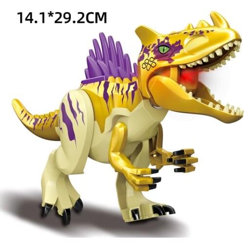 2021 Jurassic Animal World Dinosaur Park Velociraptor Spinosaurus Figures DIY Model Building Blocks Bricks Toys Gifts