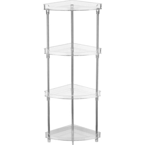 4-Tier Corner Storage Organizing Caddy Stand for Bathroom Vanity Countertops Free Standing 2 Shelves Clear