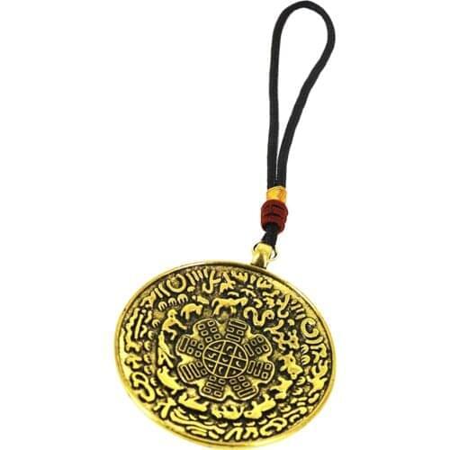 5.5'' Vintage Tibetan Buddhism eight-diagram-shaped appetizer Amulet Pendant Home Decorative