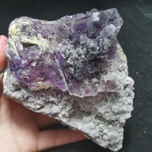 766gNatural rare purple fluorite mineral specimen HEALING CRYSTAL QUARTZ GEM