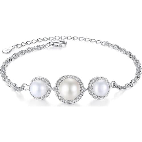 925 sterling silver bracelet micro-set 3A zircon freshwater pearl Korean fashion bracelet