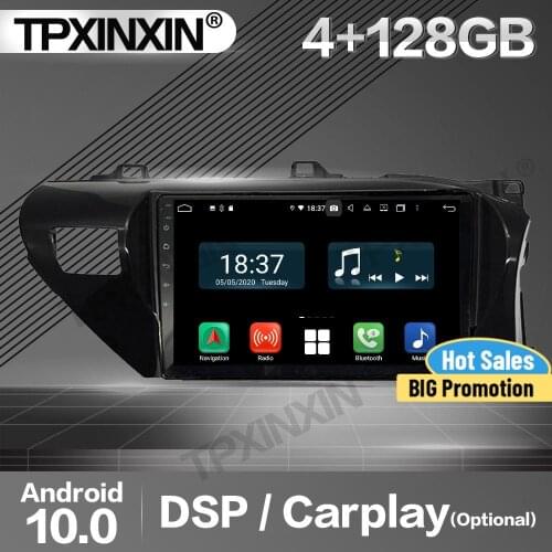 4+128G Carplay Car Radio 2 Din Stereo Receiver Android For Toyota Hilux 2016 2017 2018 GPS Navi Player Audio Recorder Head Unit