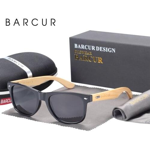 BARCUR Polarized Bamboo Sunglasses Men Wooden Sun Glasses Women Brand Original Wood UV400 Oculos De Sol Masculino