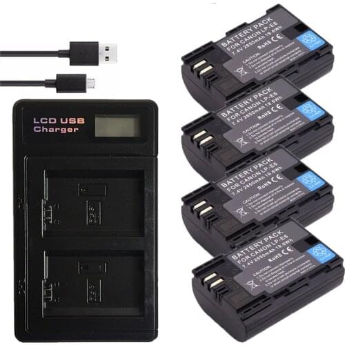 Hot selling 2x 2650mAh LP-E6 LP E6 LPE6 Camera Battery pack For Canon 5D Mark II III 7D 60D EOS 6D 70D 80D for canon accessories