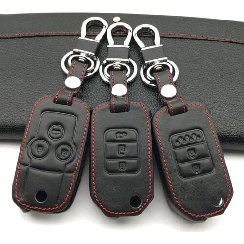 Genuine Leather Key Case for Car Key Chain For Honda Accord City Civic Crv Element Fit Hrv Odyssey Crider Jed Spirior 3 buttons